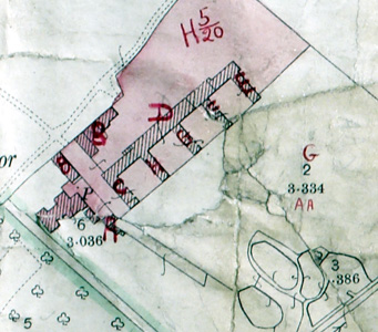 Birchmoor Farm buildings on the valuation map annotated in 1926